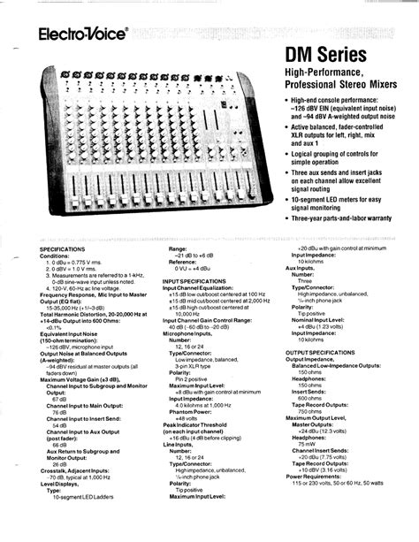Electro-Voice DM Series Manual pdf manual